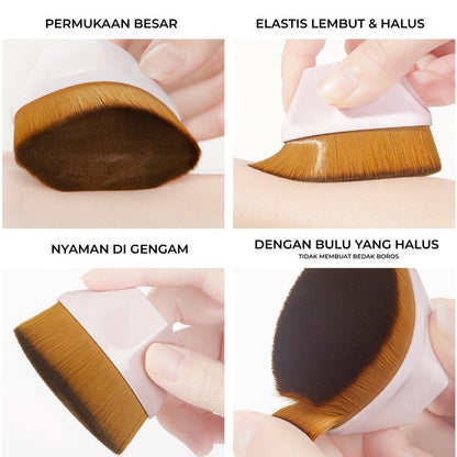 Brush Bedak Foundation Bentuk Oval / Kuas Alat Bantu Untuk Meratakan Riasan Wajah Super Lembut Bulu Halus / Mini Portable Cosmetic Applicator / Blend Cushion Make Up Gagang Pendek Counture Powder Eye Shadow Alis Concealer Highlighter Kontur