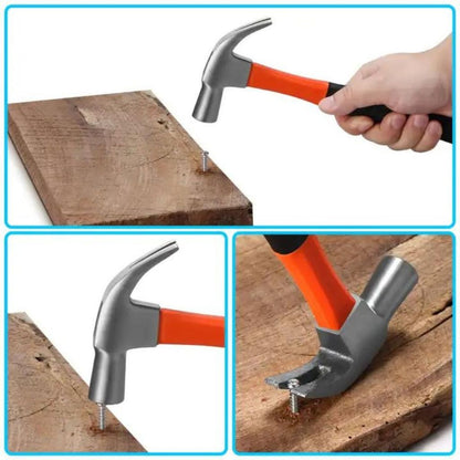 Palu Kambing Martil Gagang Fiber Anti Slip / Alat Pertukangan Bangunan Penghancur Tembok Pencabut Paku / Cungkil Model Handle Bergerigi / Claw Hammer Peralatan Tangan Perlengkapan Perkakas Bahan Besi Anti Karat Super Kokoh Multifungsi