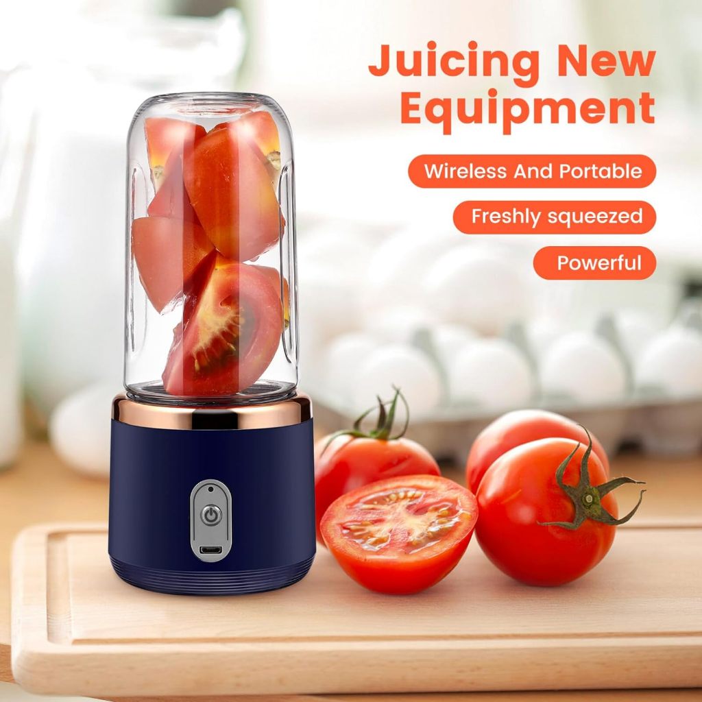 Blender Mini Portable Juicer Cup 2in1 Free Tutup Botol USB Rechargeable / 6 Mata Pisau Super Tajam Alat Pembuat Minuman Jus Buah Sayur Elektrik Tanpa Colok Listrik / Mixer Ice Crusher Penggiling Juice Praktis / Travel Bottle Size Untuk Olahraga Kantor