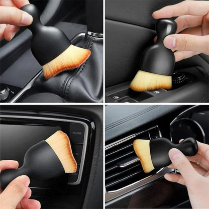 Sikat Pembersih Interior Mobil Gagang Pendek Bahan Nilon Bulu Halus / Car Cleaning Interior Brush Kuas Penghilang Pengangkat Kotoran Debu Sela-Sela Dashboard Tombol Celah Jendela Ventilasi AC Sistem Audio Setir Kursi Lampu Multifungsi