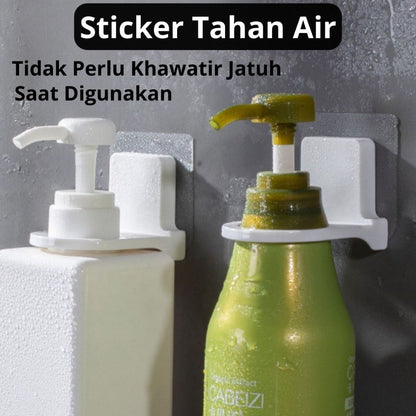 Holder Gantungan Botol Pump Sabun Cair Tempel Dinding / Alat Tempat Cantelan Dispenser Shampoo Hand Sanitizer Peralatan Dapur Kamar Mandi Serbaguna / Nailess Bottle Hanger Plastik Anti Patah Hook Tanpa Paku Bor Perekat Super Kuat Multifungsi