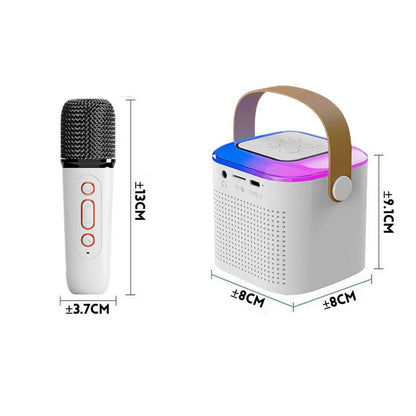 Speaker Bluetooth LED Dengan Mic Karaoke / MP3 Player Portable Set Mini With 1 Wireless Microphone Salon BT Speker 4 Vocal Effect Stereo Sing Amplifer Full Bass Original Suara Jernih Hp Tv Komputer Pc Hadiah Kado Ulang Tahun Serbaguna Termurah Berkualitas