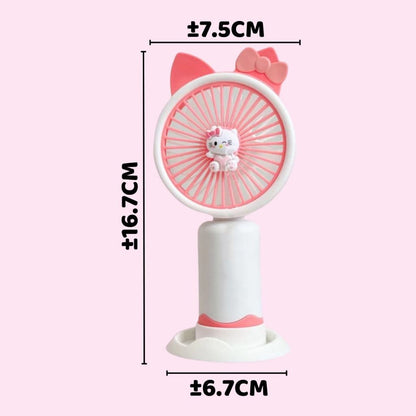 Kipas Angin Genggam Tangan Motif Sanrio + Stand Penyangga HP / Handy Mini Fan Portable Rechargeable Elektrik / Kipas Pendingin Karakter Lucu Travel Size Untuk Kantor Sekolah Travelling Outdoor Konser Piknik Pantai Jogging Jalan Luar Ruangan Serbaguna