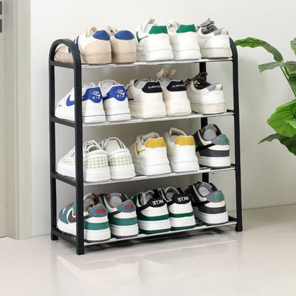 Rak Sepatu Stainless 4 Susun Minimalis / Assembled Shoe Rack / Tempat Penyimpanan Sandal 4 Layer Aesthetic Super Kokoh Anti Karat Berkualitas Untuk Hadiah Kado Pernikahan Pindah Rumah Baru Multifungsi