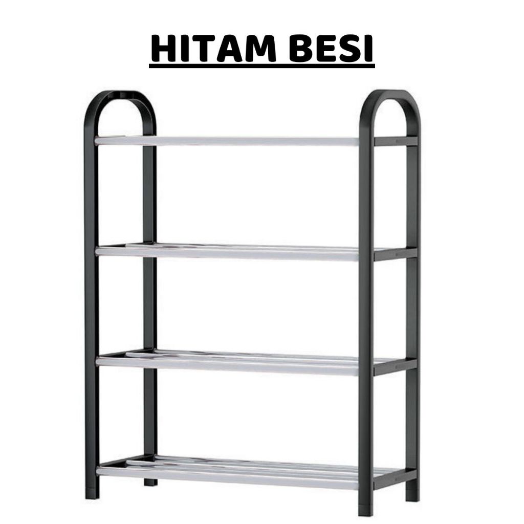 Rak Sepatu Stainless 4 Susun Minimalis / Assembled Shoe Rack / Tempat Penyimpanan Sandal 4 Layer Aesthetic Super Kokoh Anti Karat Berkualitas Untuk Hadiah Kado Pernikahan Pindah Rumah Baru Multifungsi