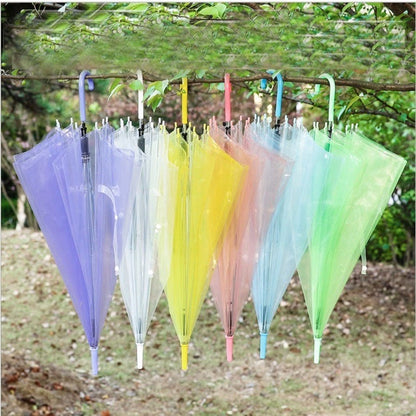 Payung Transparan Korean Japanese Styel Polos Warna-Warni / Umbrella Fashionable Payung Tongkat Lipat Bening Fashion Drama Korea Simple Elegan / Hadiah Kado Souvenir Pernikahan Wedding Unik Lucu Multifungsi