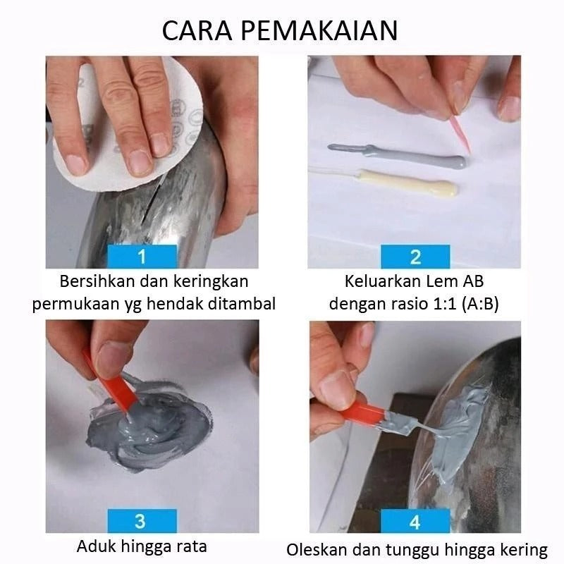 LEM EPOXY AB 20 Gram / Lem Penambal Besi 2 Komponen Lem Campur Tahan Panas Waterproof Lem Besi Super Kuat Tahan Benturan Resin Glue