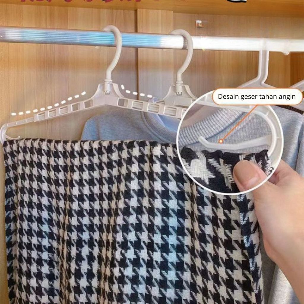 Gantungan Baju Tarik / Magic Hanger Plastik / Cantolan Gantung Jemuran Pakaian Celana Handuk Serbaguna