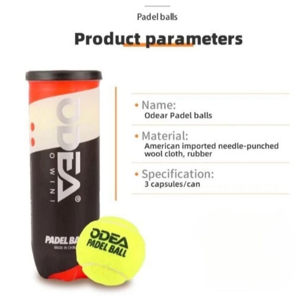 Padel Ball ODEA 3pcs / Bola Tennis Ringan Original Kualitas Premium untuk Latihan & Pertandingan