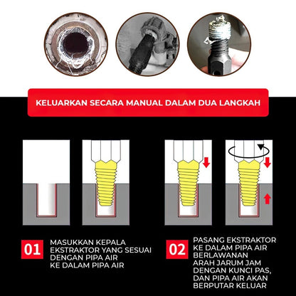 Alat Cabut Pipa Keran Rusak / Alat Pembuka kran Patah Dalam Pipa / Alat Pembuka Baut Rusak Patah Kran Pipe Screw Extractor Tap Alat Cabut Pipa Broken Pipe