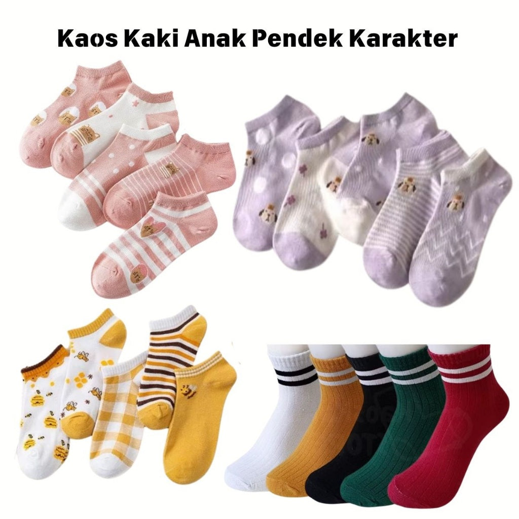 Kaos Kaki Anak Pendek Motif Karakter Baby Socks Kids Cute / Alas Sepatu Bayi Bahan Lembut Nyaman Anti Slip Termurah