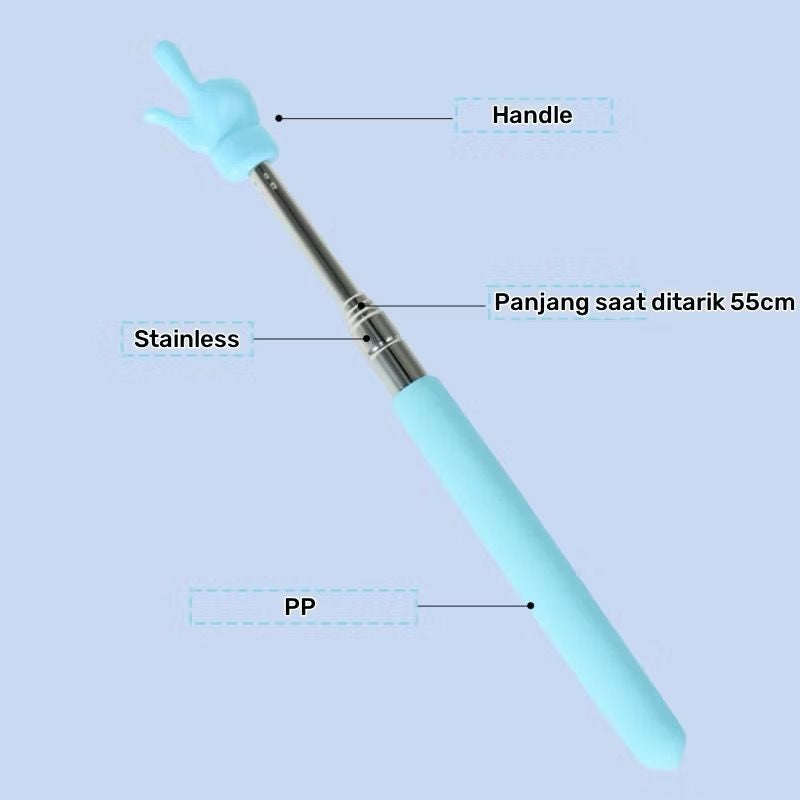 Tongkat Penunjuk Papan Tulis Bentuk Jari Extendable Pointer Teleskopik / Alat Bantu Mengajar Untuk Kantor Pelajar Guru