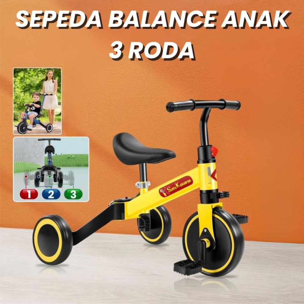 Mainan Sepeda Anak M97 3 Roda 2in1 Balance Bike Ride On Push Bike / Sepeda Keseimbangan Anak Perempuan Laki-Laki Outdoor Berkualitas