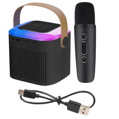 Speaker Bluetooth LED Dengan Mic Karaoke / MP3 Player Portable Set Mini With 1 Wireless Microphone Salon BT Speker 4 Vocal Effect Stereo Sing Amplifer Full Bass Original Suara Jernih Hp Tv Komputer Pc Hadiah Kado Ulang Tahun Serbaguna Termurah Berkualitas