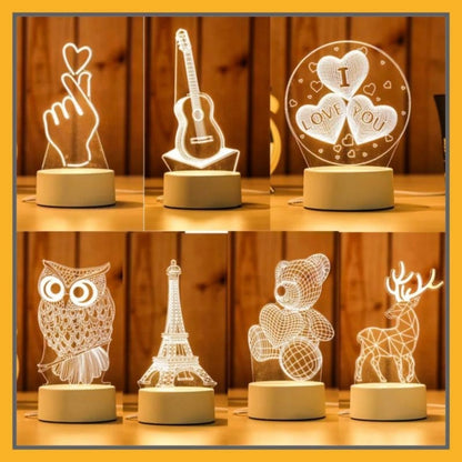 Lampu Hias LED 3D Acrylic Transparan 3 Warna / Lamp Tumblr Tidur Castle Hiasan Pajangan Rumah Kamar Ruang Tamu Motif Gambar Lucu 3 Dimensi Aesthetic / Untuk Hadiah Tukar Kado Ulang Tahun Natal Souvenir Gift Box Termurah Berkualitas PUTIH KUNING WARMWHITE