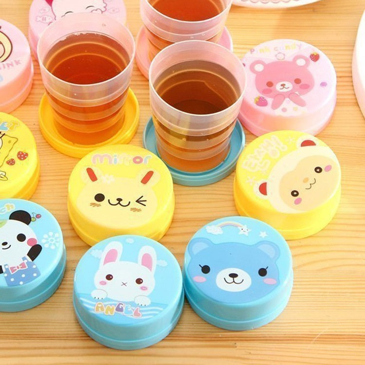 Gelas Lipat Portable / Travel Telescopic Cup Plastik / Mug Cangkir Minum Anak Karakter Lucu Terlaris