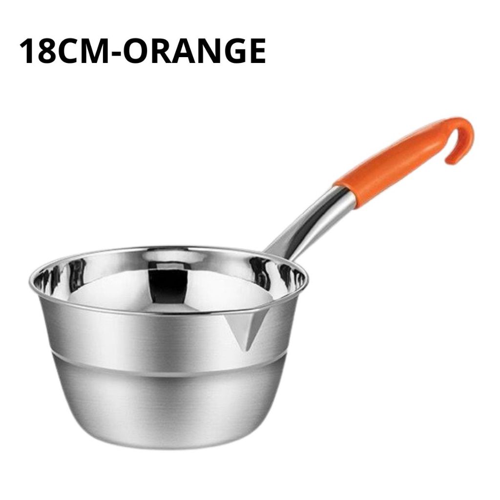 Panci Stainless Gagang Warna Milk Pot Frypan Mpasi 16cm 18cm Wajan Masak Soup Rebus Mie Anti Lengket