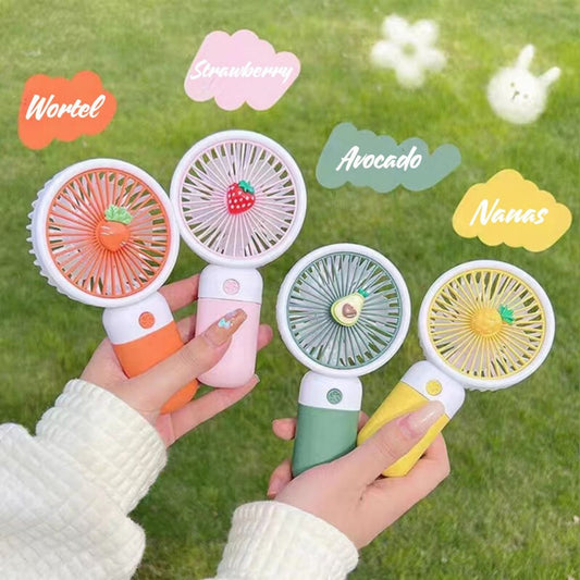 Kipas Angin Genggam Motif Buah 2in1 / Handy Mini Fan USB Portable / Kipas Rechargeable Outdoor Murah