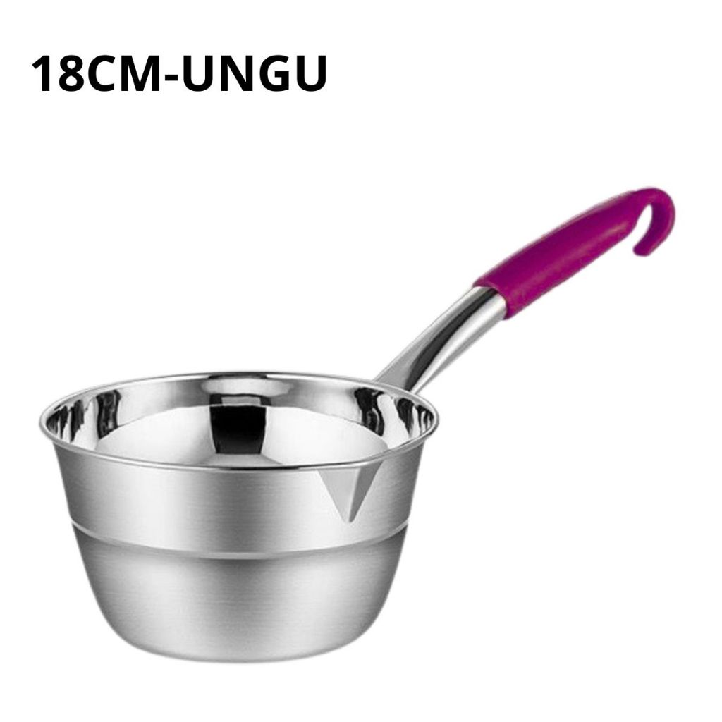 Panci Stainless Gagang Warna Milk Pot Frypan Mpasi 16cm 18cm Wajan Masak Soup Rebus Mie Anti Lengket