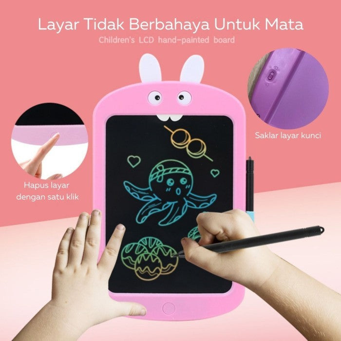 LCD Drawing Writing Tablet Papan Tulis Anak Belajar Menggambar Menulis Berhitung Karakter Hewan Lucu