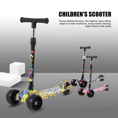 Mainan Scooter Anak Karakter M252 Roda Nyala / Otoped Kickboard LED Gravity / Skuter Lipat Roda 3 Outdoor Indoor