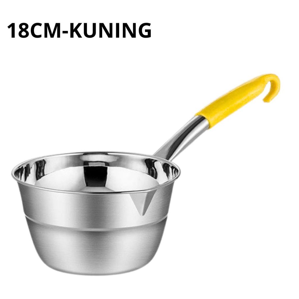 Panci Stainless Gagang Warna Milk Pot Frypan Mpasi 16cm 18cm Wajan Masak Soup Rebus Mie Anti Lengket