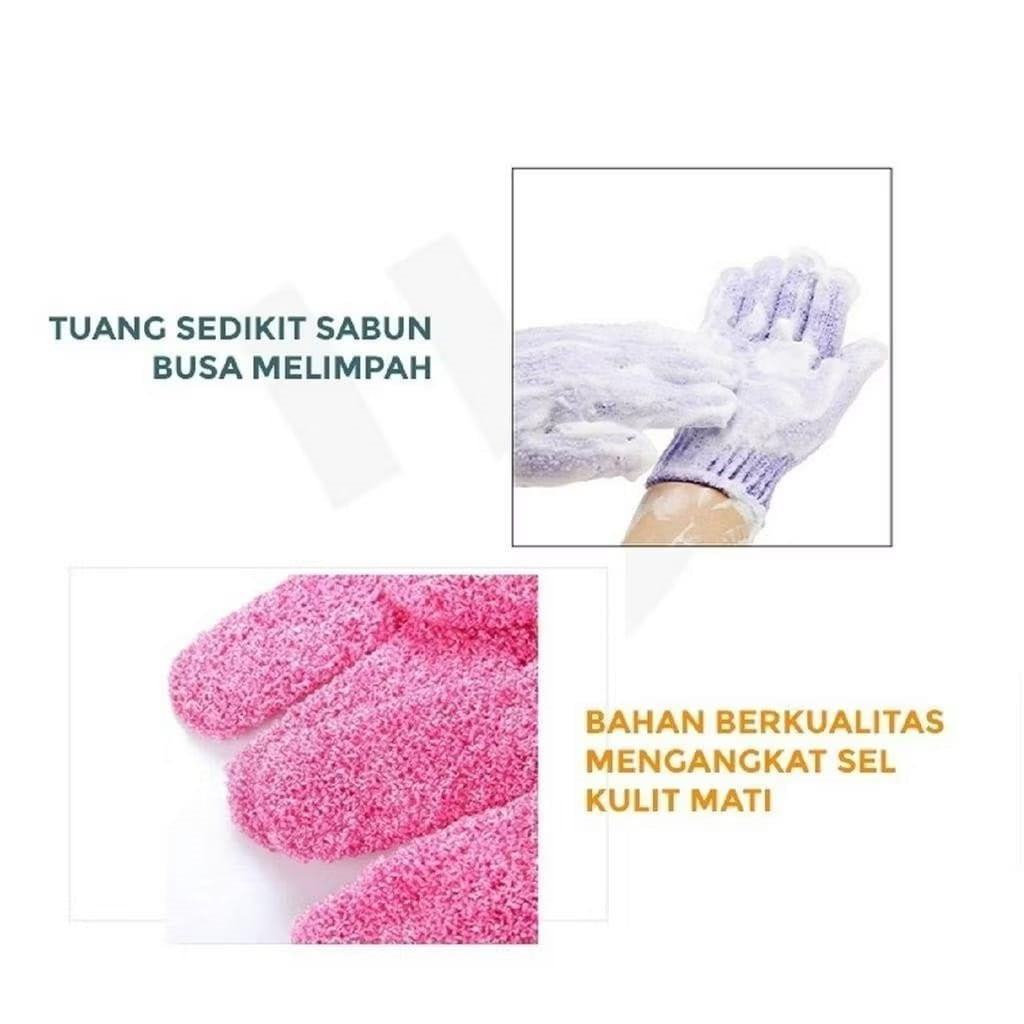 Sarung Tangan Scrub Mandi / Body Scrubber Glove Lembut / Spons Penggosok Kotoran Daki Badan TERMURAH