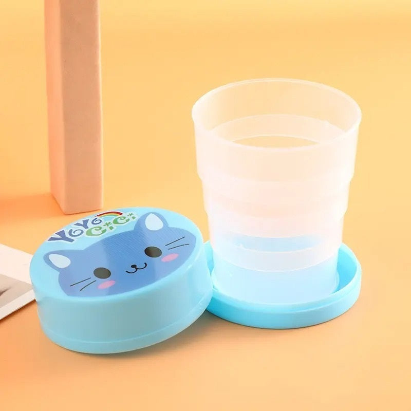 Gelas Lipat Portable / Travel Telescopic Cup Plastik / Mug Cangkir Minum Anak Karakter Lucu Terlaris