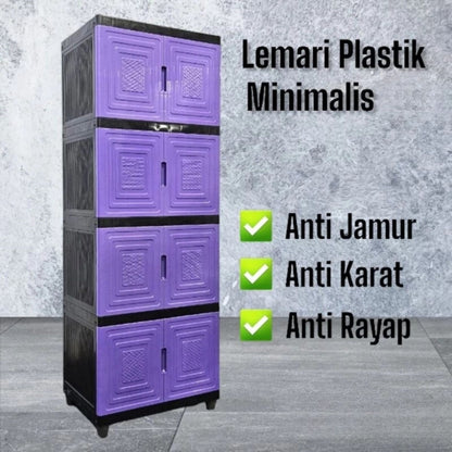 Lemari Plastik 3 4 susun Minimalis / Tempat Penyimpanan Baju Celana / Rak Pakaian Serbaguna Terlaris