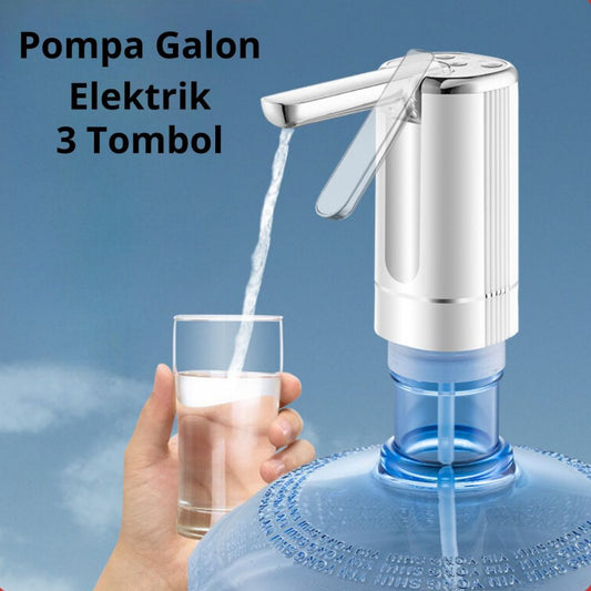 Pompa Galon Elektrik Lipat 3 Tombol Timer /Water Pump Electric/Dispenser Air Minum Pencet Portable