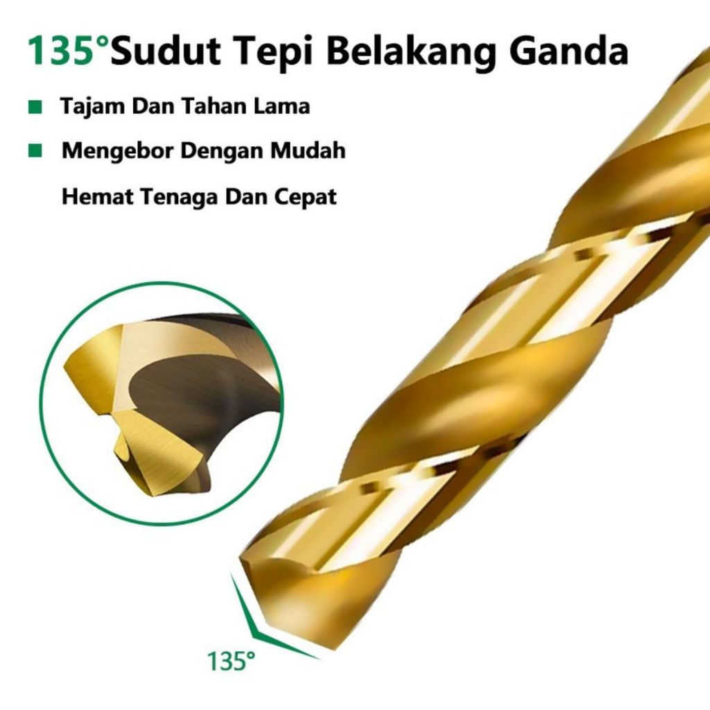 Set Mata Bor Besi 1.5mm-6.5mm / HSS Drill Bit 13pcs / Alat Bor Baja Kayu Tahan Karat High Quality