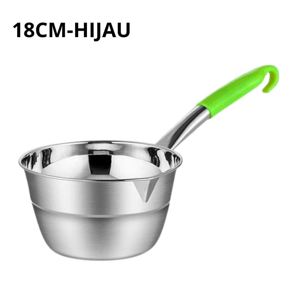 Panci Stainless Gagang Warna Milk Pot Frypan Mpasi 16cm 18cm Wajan Masak Soup Rebus Mie Anti Lengket