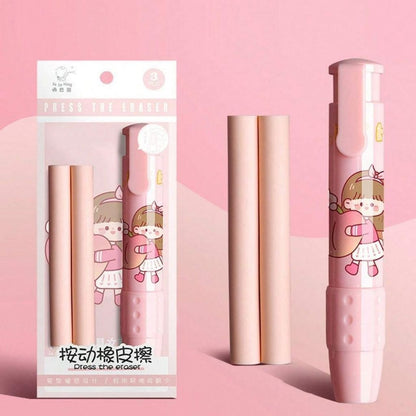 Penghapus Pensil Mekanik Motif Karakter Lucu / Mechanical Eraser / Penghapus Bentuk Lipstick / Hapusan Eraser Lipstik