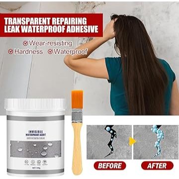 Lem Anti Bocor Transparan FREE Kuas / Jaysuing Invisible Waterproof / Cat Perekat Genteng Dinding Keramik Kamar Mandi Kolam Aquarium Beton Serbaguna / Lem Oles Penambal Atap Rumah Anti Bocor Tahan Rembes Super Kuat Multifungsi