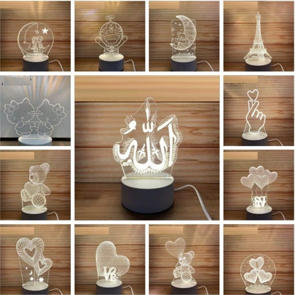 Lampu Hias LED 3D Acrylic Transparan 3 Warna / Lamp Tumblr Tidur Castle Hiasan Pajangan Rumah Kamar Ruang Tamu Motif Gambar Lucu 3 Dimensi Aesthetic / Untuk Hadiah Tukar Kado Ulang Tahun Natal Souvenir Gift Box Termurah Berkualitas PUTIH KUNING WARMWHITE