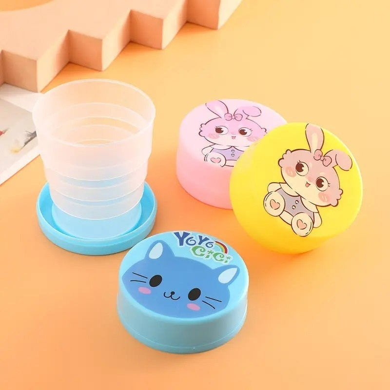 Gelas Lipat Portable / Travel Telescopic Cup Plastik / Mug Cangkir Minum Anak Karakter Lucu Terlaris