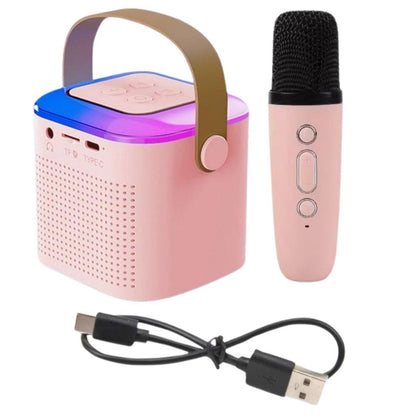 Speaker Bluetooth LED Dengan Mic Karaoke / MP3 Player Portable Set Mini With 1 Wireless Microphone Salon BT Speker 4 Vocal Effect Stereo Sing Amplifer Full Bass Original Suara Jernih Hp Tv Komputer Pc Hadiah Kado Ulang Tahun Serbaguna Termurah Berkualitas