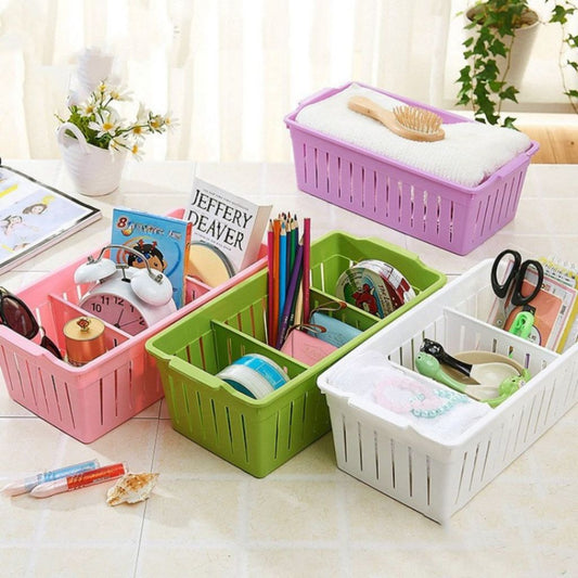 Rak Plastik 3 Sekat / Storage Box / Keranjang Penyimpanan Sabun Bumbu ATK Kosmetik Serbaguna