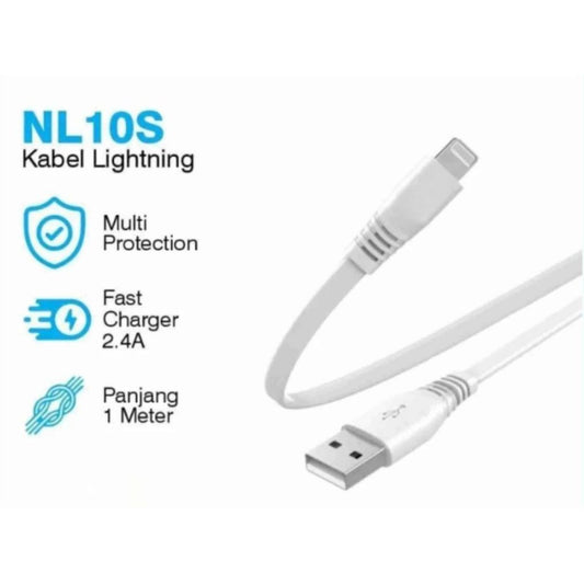 Kabel Data Lightning NL10 / Cable Charger 100cm For Handphone Fast Charging 2.4A