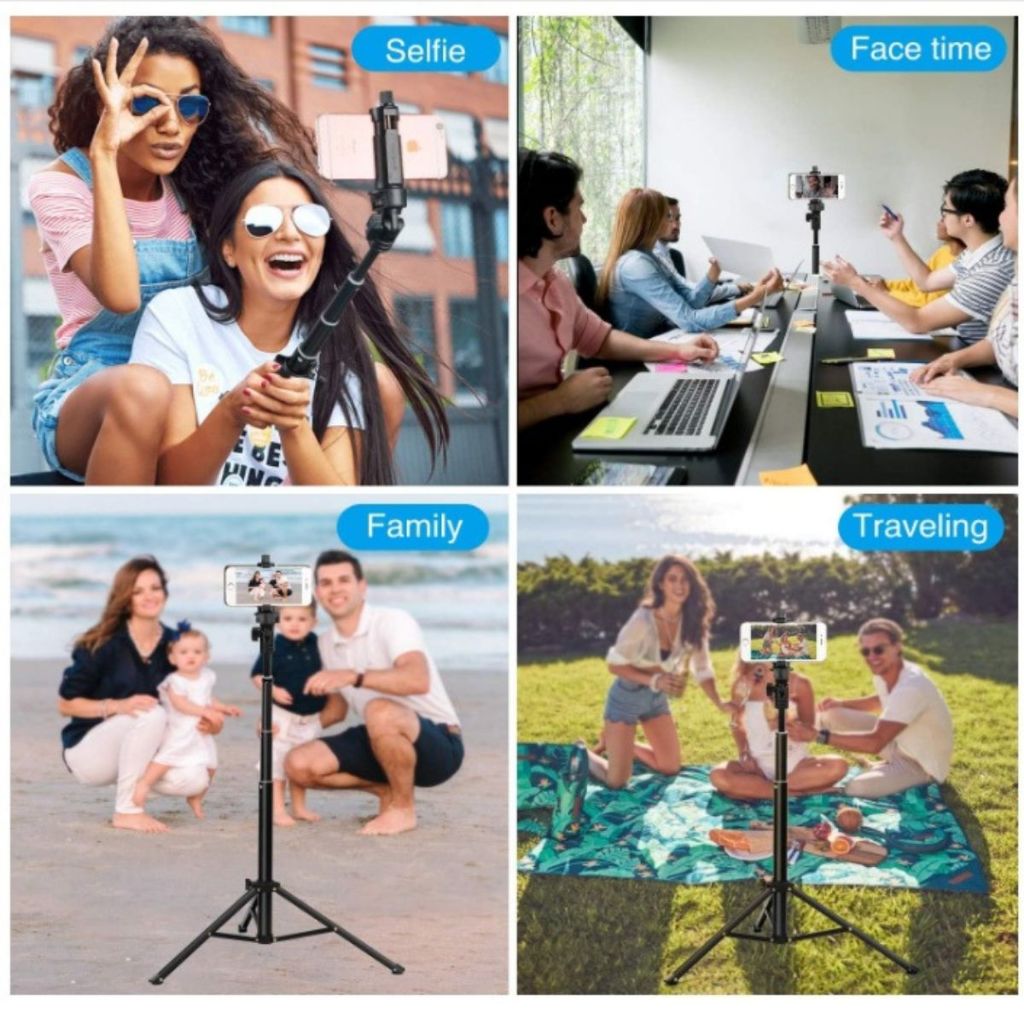 Tripod HP 1.1M + Holder U Free Bag For Stand Selfie Ringlight Kamera Handycam Vlog Live Streaming