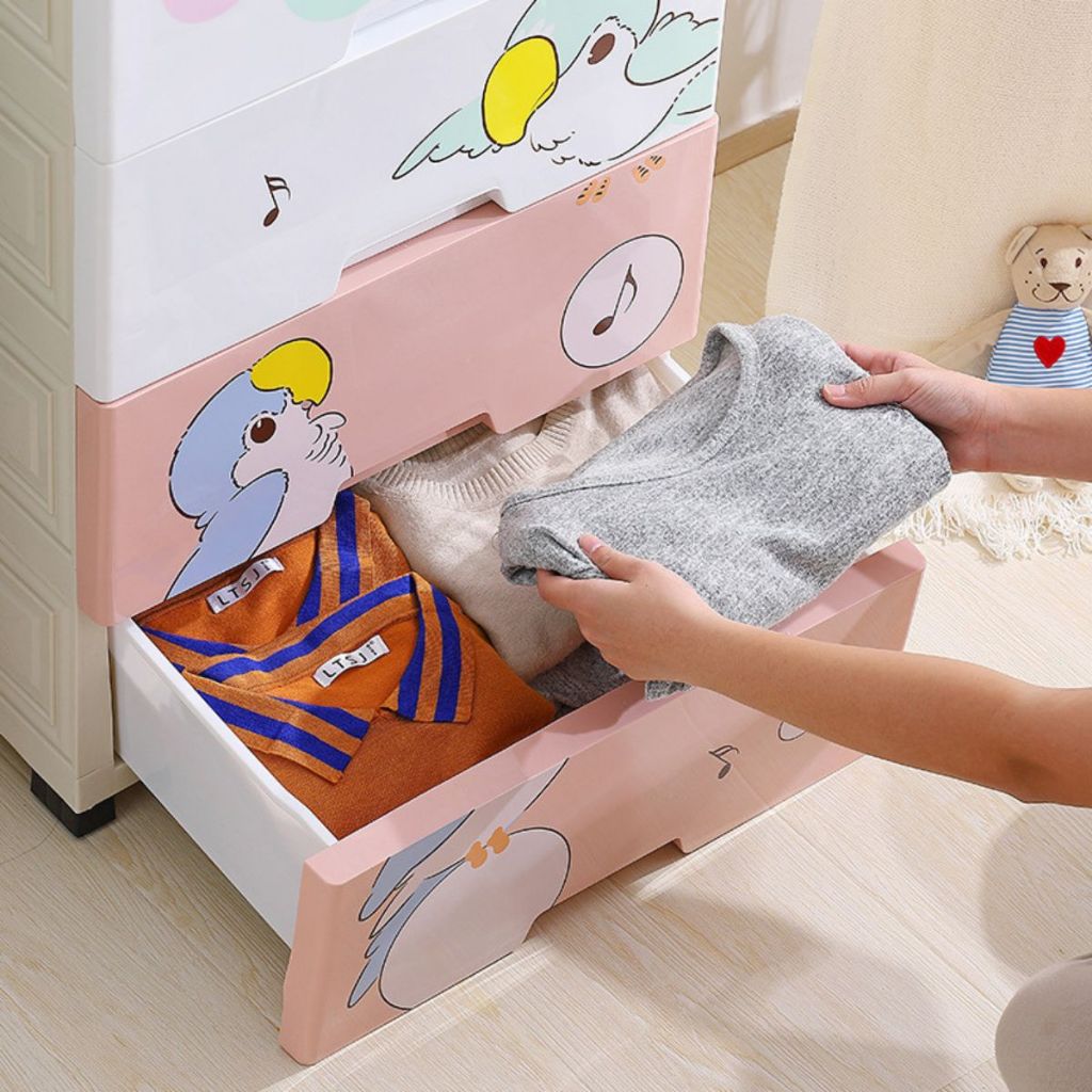 Lemari Plastik Panda 4-5 Susun | Kabinet Mini Rak Pakaian Tempat Penyimpanan Baju Celana Serbaguna Termurah