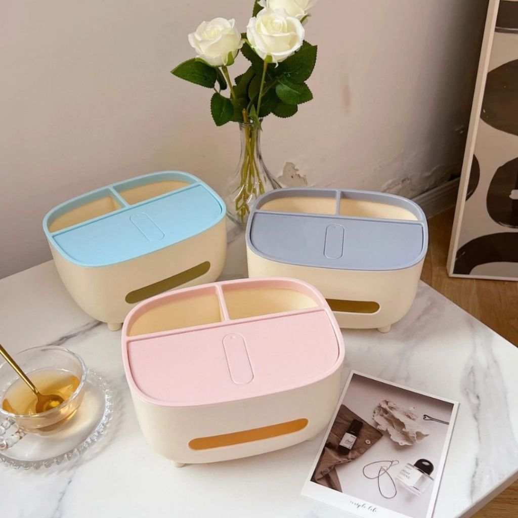 Tempat Tisu Phone Stand 3in1 / Storage Box Multifungsi / Kotak Tissue Aesthetic Holder Hp Remote Tv Kacamata Anti Slip Serbaguna