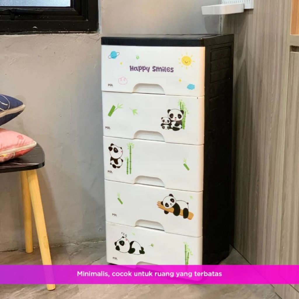 Lemari Plastik Panda 4-5 Susun | Kabinet Mini Rak Pakaian Tempat Penyimpanan Baju Celana Serbaguna Termurah