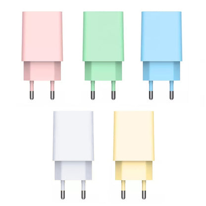 Travel Adaptor Charger MACARON Fast Charging 3.1A + Cable Micro USB 100Cm / Adapter Transfer Data + Kabel Bulat Casan Handphone Mikro Quick Charge 3.0 1m For Smartphone Samsung Oppo Vivo Xiaomi Redmi realmi