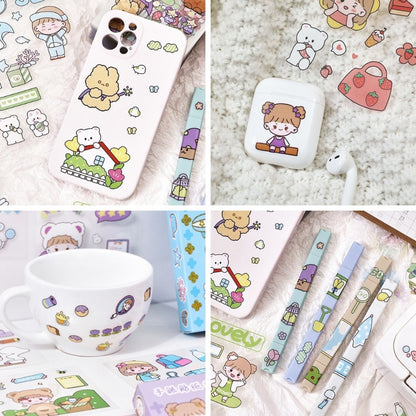 Sticker Momo Motif Kartun 2D Isi 100 Lembar Anti Air / Stiker Tempelan Hiasan Botol Minum Hias Buku Diary Scarpbook Case HP Aesthetic Lucu / DIY Korean Sticker Cartoon 100 Sheets Untuk Hadiah Anak Pacar Teman Kids Cute Tempel Karakter