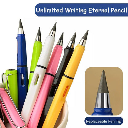 Pensil Tanpa Batas HB 0.5mm / Eternal Pencil Pensil Ajaib Tanpa Rautan + Pengahapus Untuk Menulis Menggambar / Premium Unlimited Writing Inkless Rubber Eraser / Pena Perlengkapan Alat Tulis Sekolah Anak Sketsa High Tech Nib