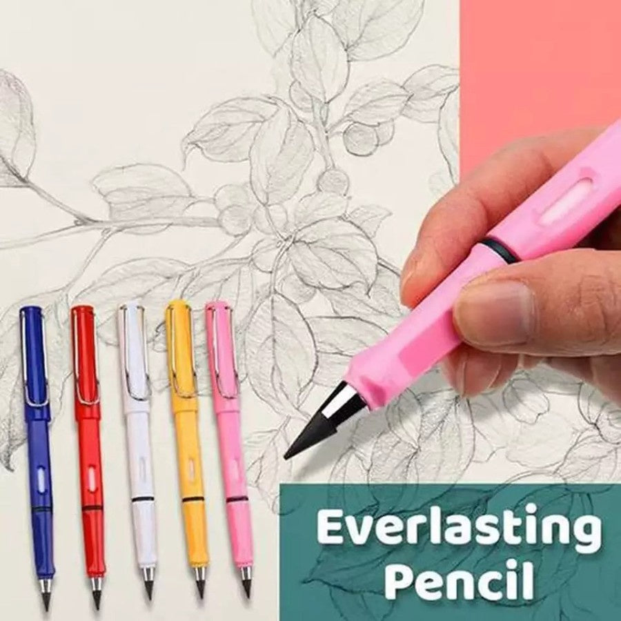 Pensil Tanpa Batas HB 0.5mm / Eternal Pencil Pensil Ajaib Tanpa Rautan + Pengahapus Untuk Menulis Menggambar / Premium Unlimited Writing Inkless Rubber Eraser / Pena Perlengkapan Alat Tulis Sekolah Anak Sketsa High Tech Nib