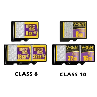 Memory Card V-GEN 8GB 16GB 32GB Class 6 Class 10 Turbo Series Kartu Memori Micro SD MMC Original Untuk Handphone Kamera