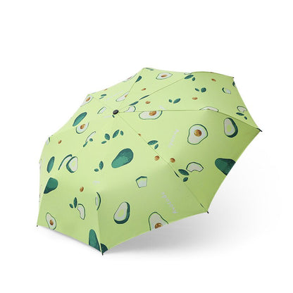 Payung Lipat Otomatis Motif Buah Anti Sinar UV Protection / Payung Hujan Panas Unik Mini Gambar Motif Buah Foldable Umbrella With Fruit Pattern Korean Style