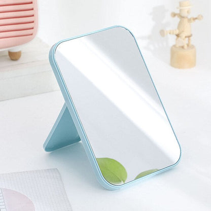 Cermin Lipat Persegi Portable / Standing Beauty Mirror Kaca Duduk Untuk Rias Makeup Wajah / Foldable Vanity Mirror Cermin Meja Untuk Souvenir Pernikahan Kosmetik Travelling Travel Mini Slim